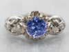 Cornflower Blue Sapphire Engagement Ring with Diamond Accents