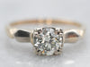 Lovely Two Tone European Cut Diamond Solitaire Engagement Ring