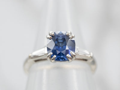 Platinum Sapphire Engagement Ring with Diamond Accents