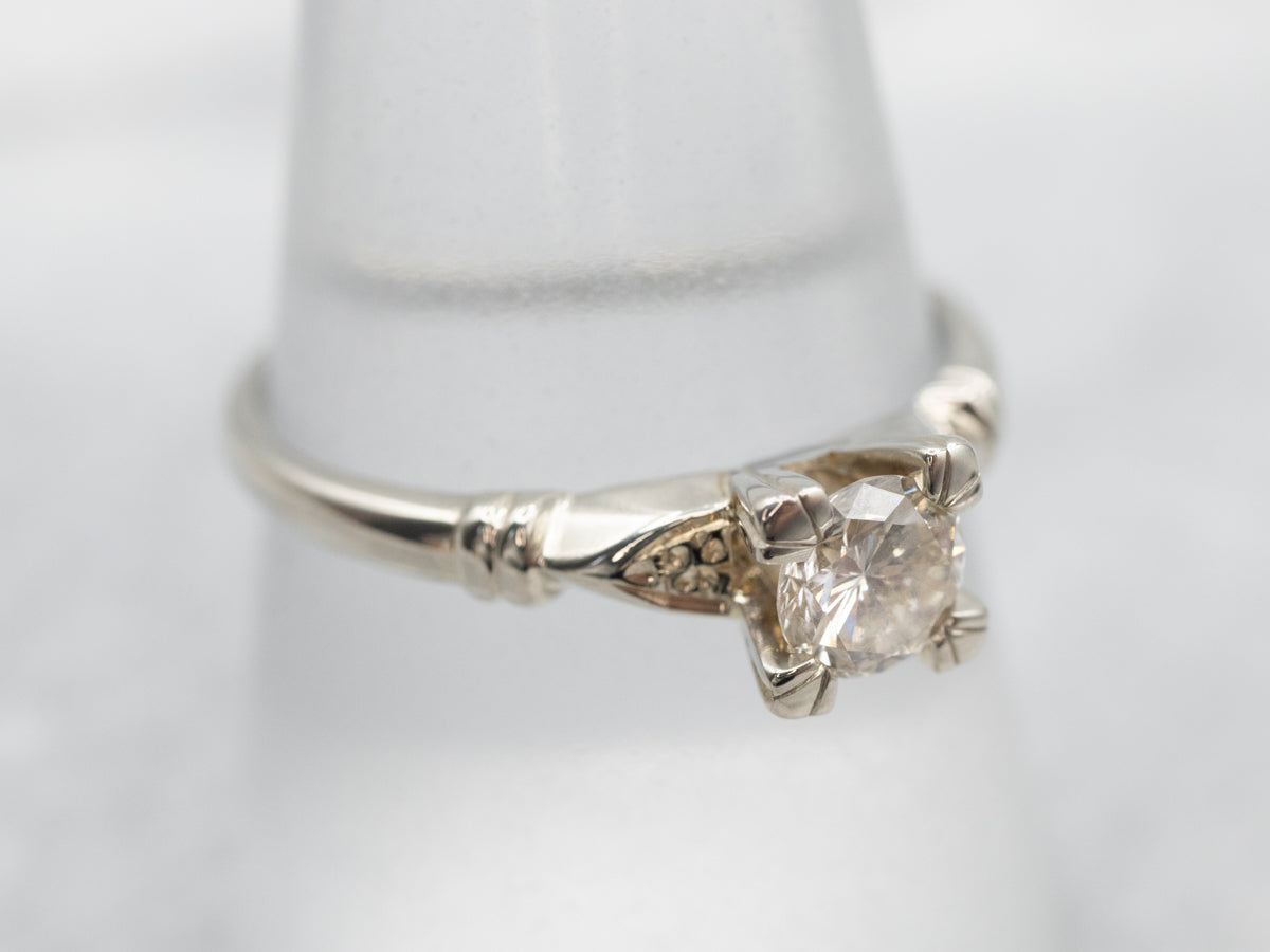 Chic White Gold Diamond Solitaire Engagement Ring