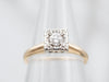 Retro Two Tone Diamond Solitaire Engagement Ring