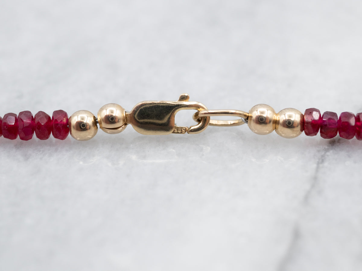 Faceted Ruby Beaded Necklace