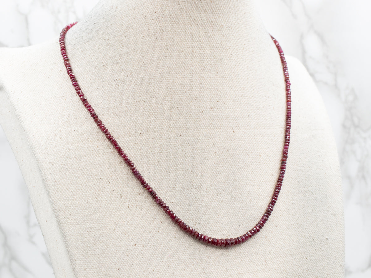 Faceted Ruby Beaded Necklace