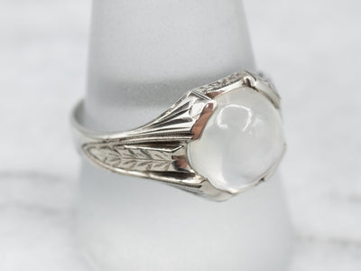 Men's Art Deco Moonstone Solitaire Ring