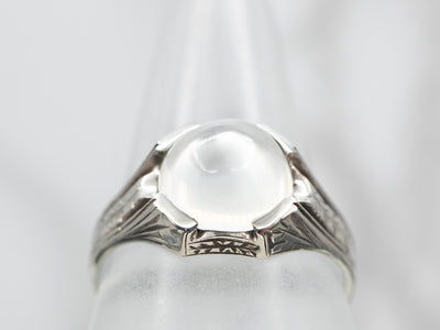 Men's Art Deco Moonstone Solitaire Ring