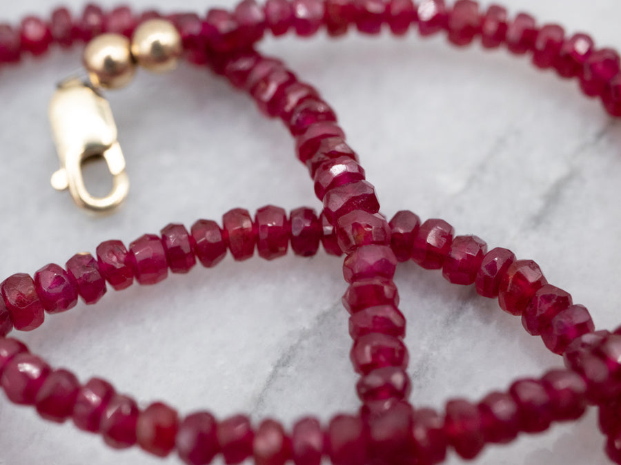 Faceted Ruby Beaded Necklace