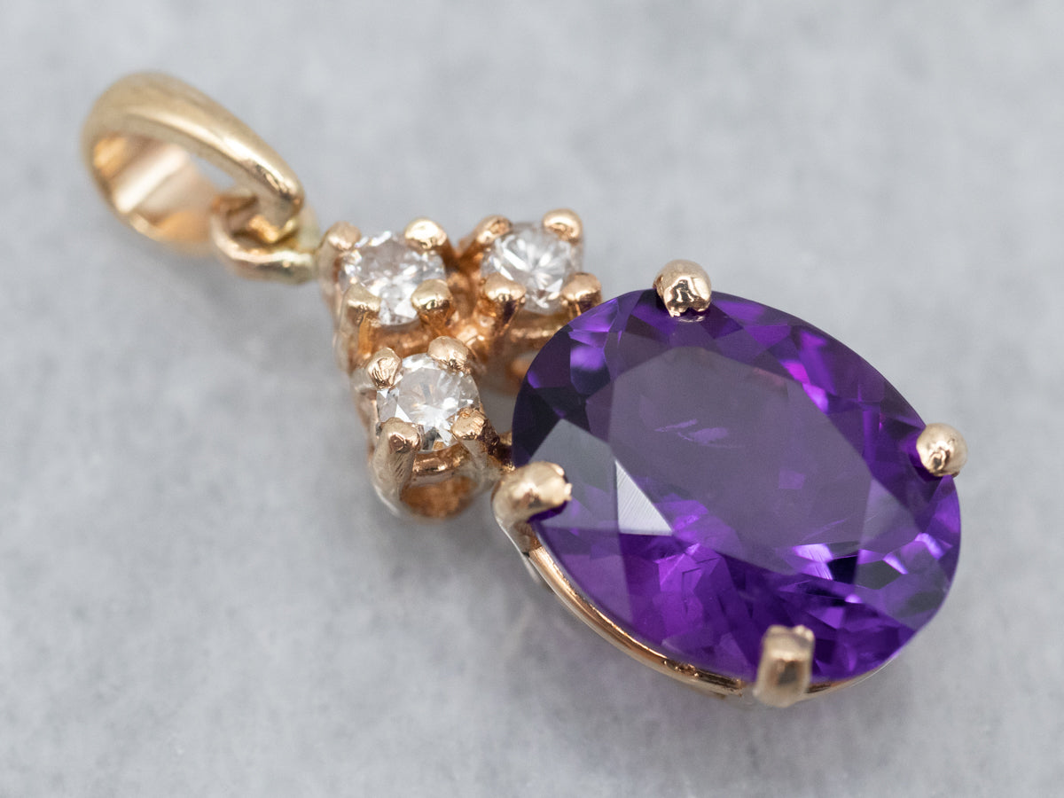 Sparkling Amethyst and Diamond Pendant