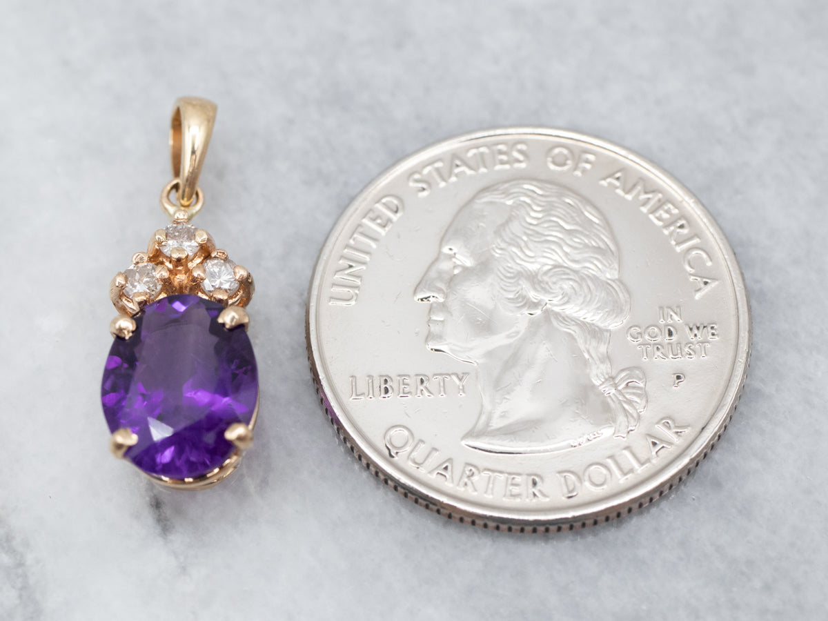 Sparkling Amethyst and Diamond Pendant