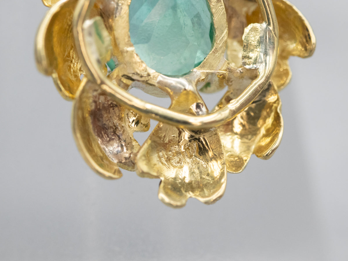 Gorgeous 18K Gold Emerald Solitaire Pendant