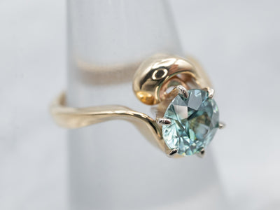 Vintage Gold Blue Zircon Bypass Ring