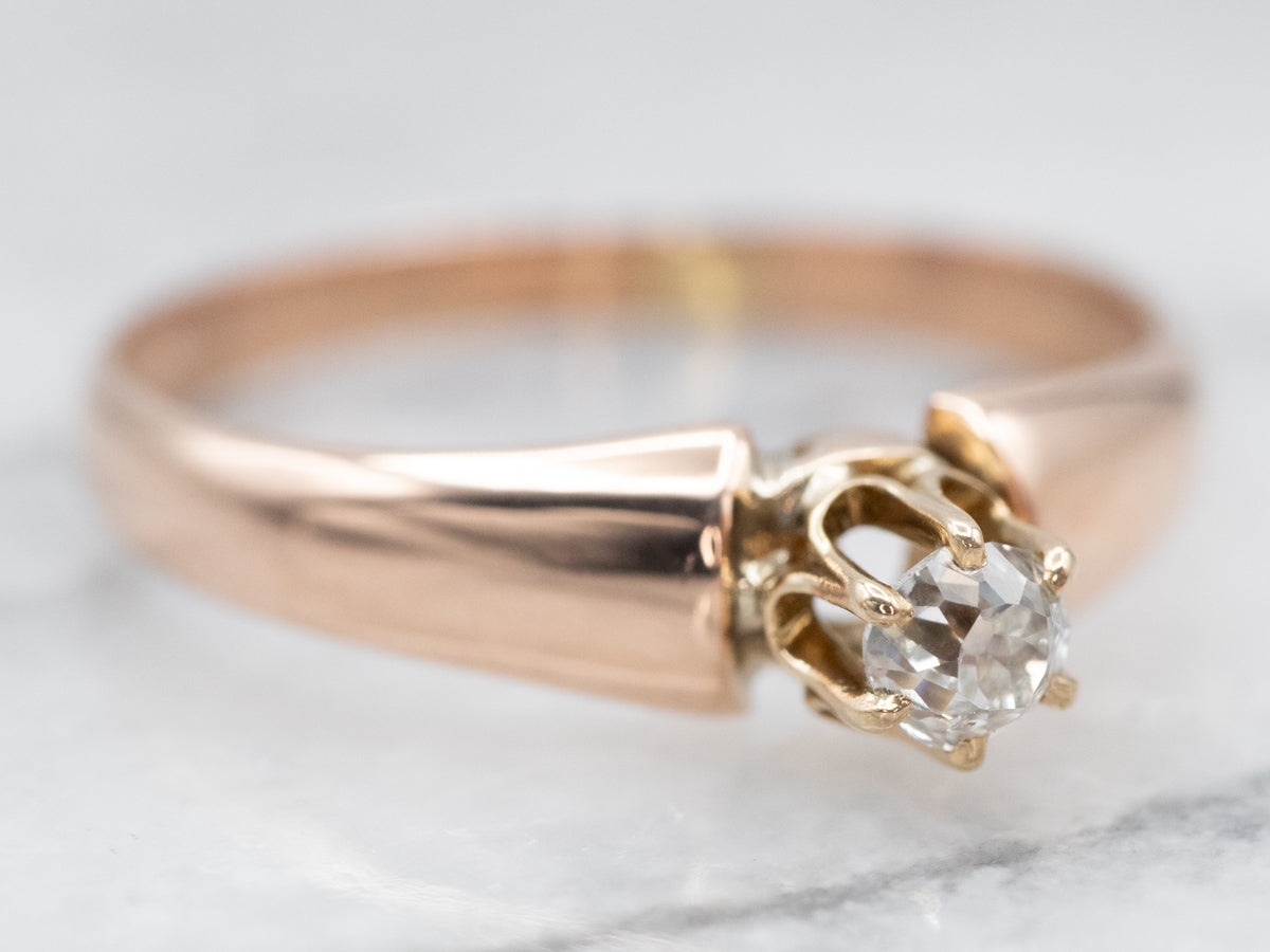 Victorian Old Mine Cut Diamond Solitaire Engagement Ring