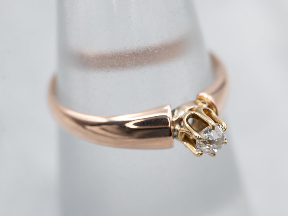 Victorian Old Mine Cut Diamond Solitaire Engagement Ring