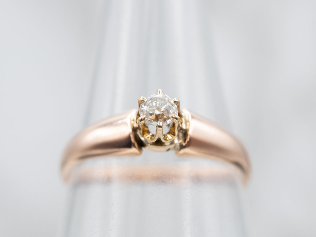 Victorian Old Mine Cut Diamond Solitaire Engagement Ring