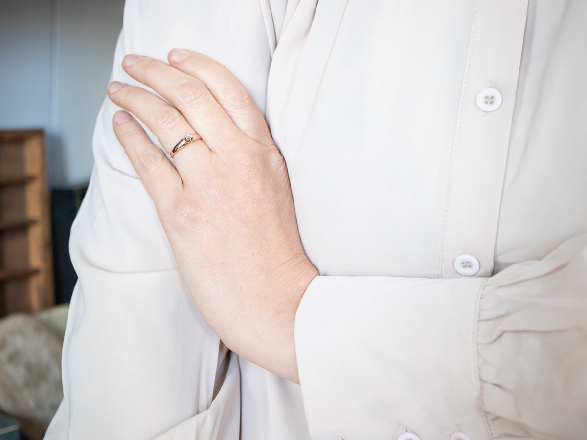 Victorian Old Mine Cut Diamond Solitaire Engagement Ring