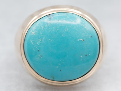 Vintage Gold Bezel Set Turquoise Ring