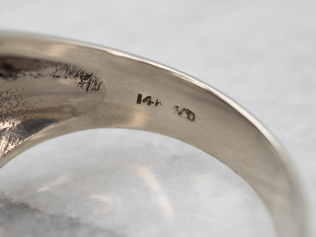 White Gold Cat's Eye Sillimanite Ring with Diamond Accents