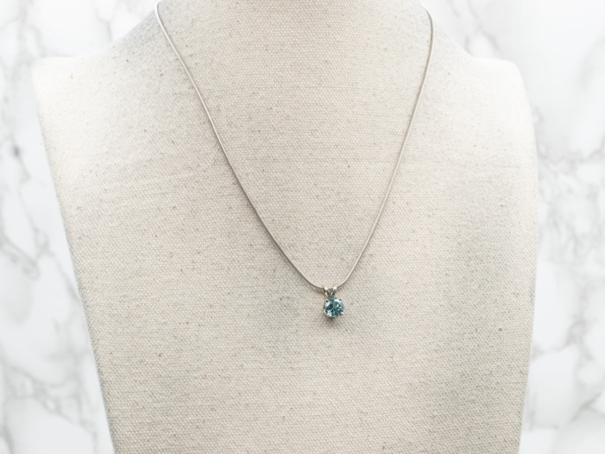 Light Blue Indicolite Tourmaline Solitaire Pendant