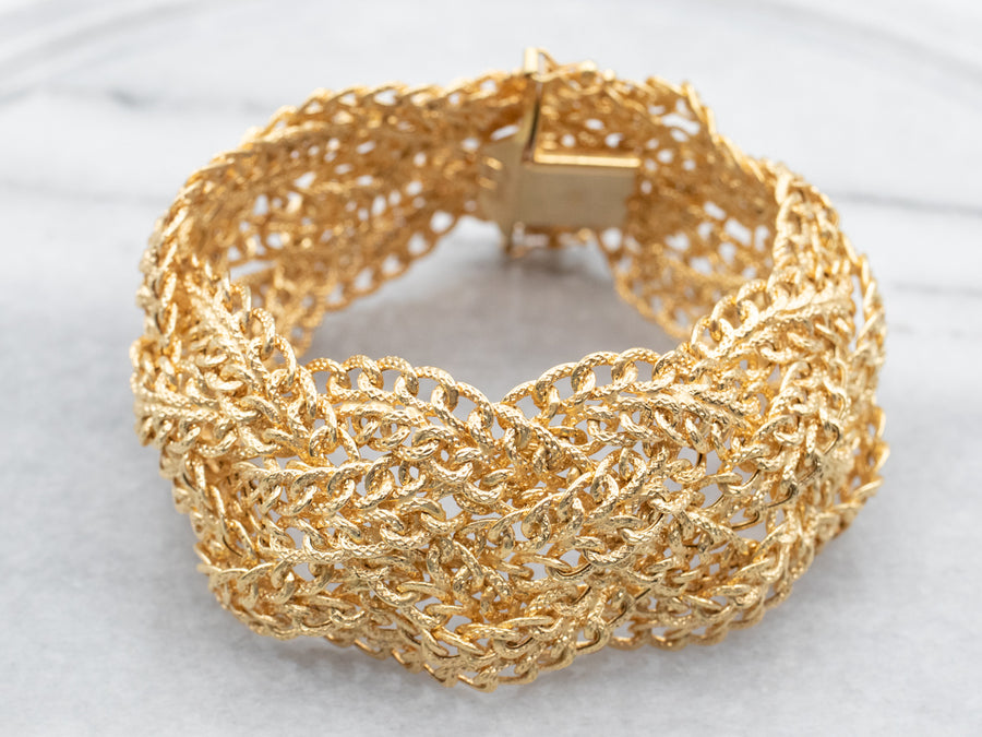 Wide Italian Gold Braided Bracelet