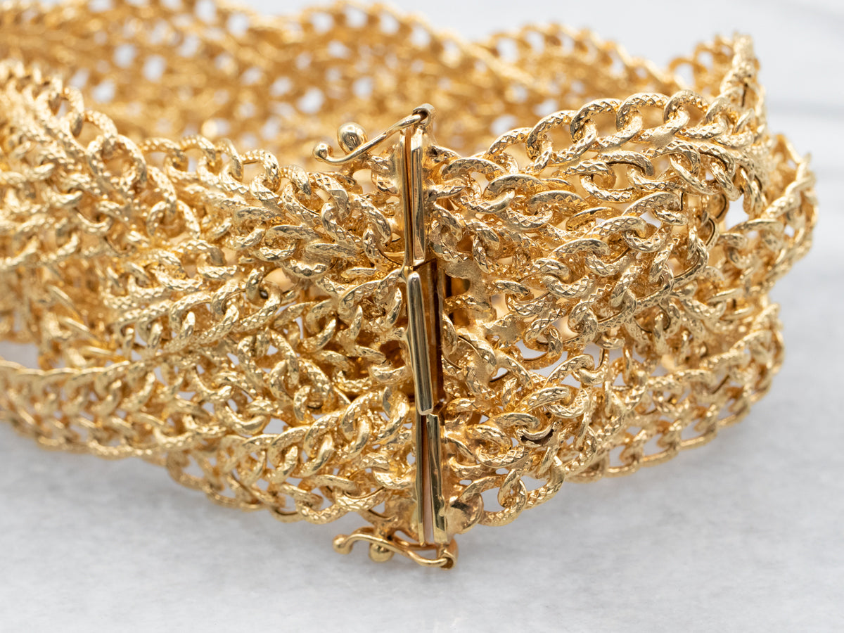 Wide Italian Gold Braided Bracelet