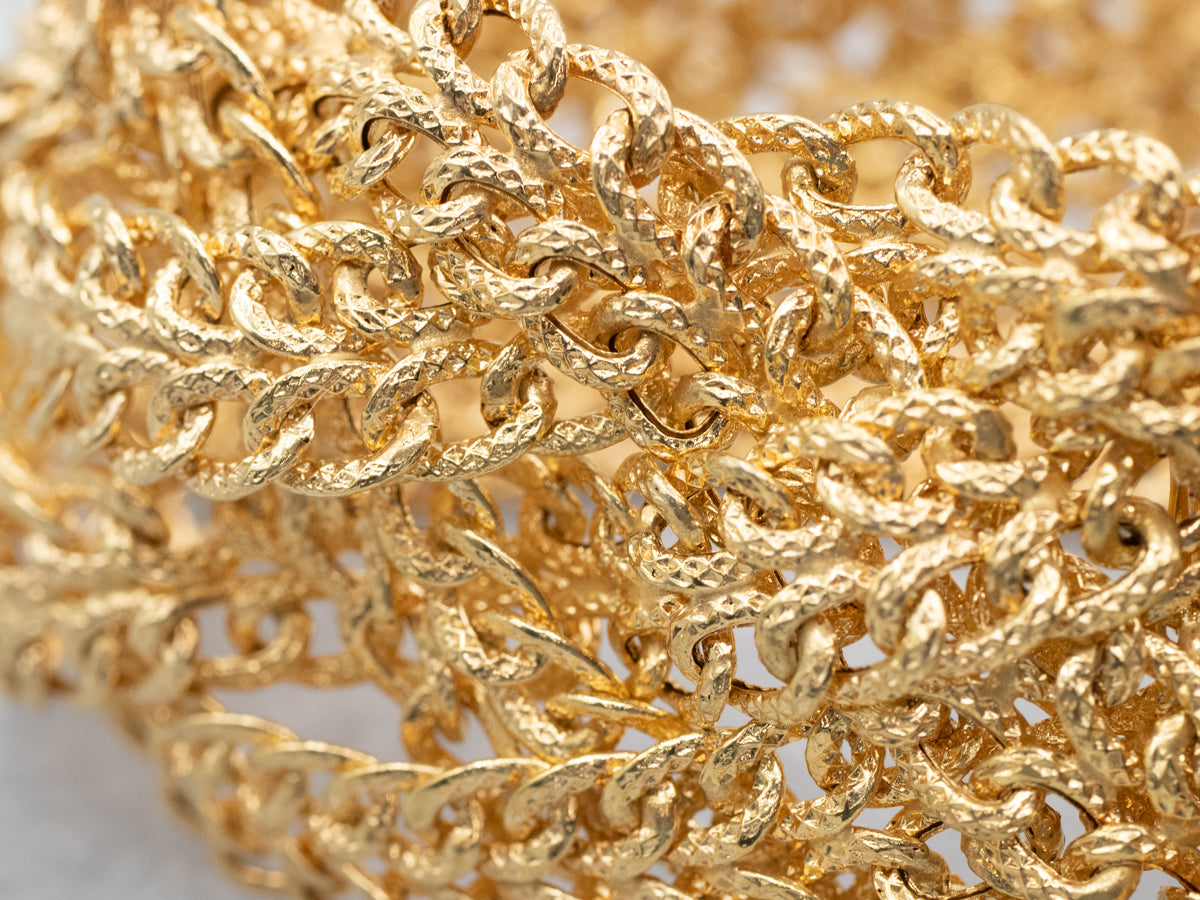 Wide Italian Gold Braided Bracelet