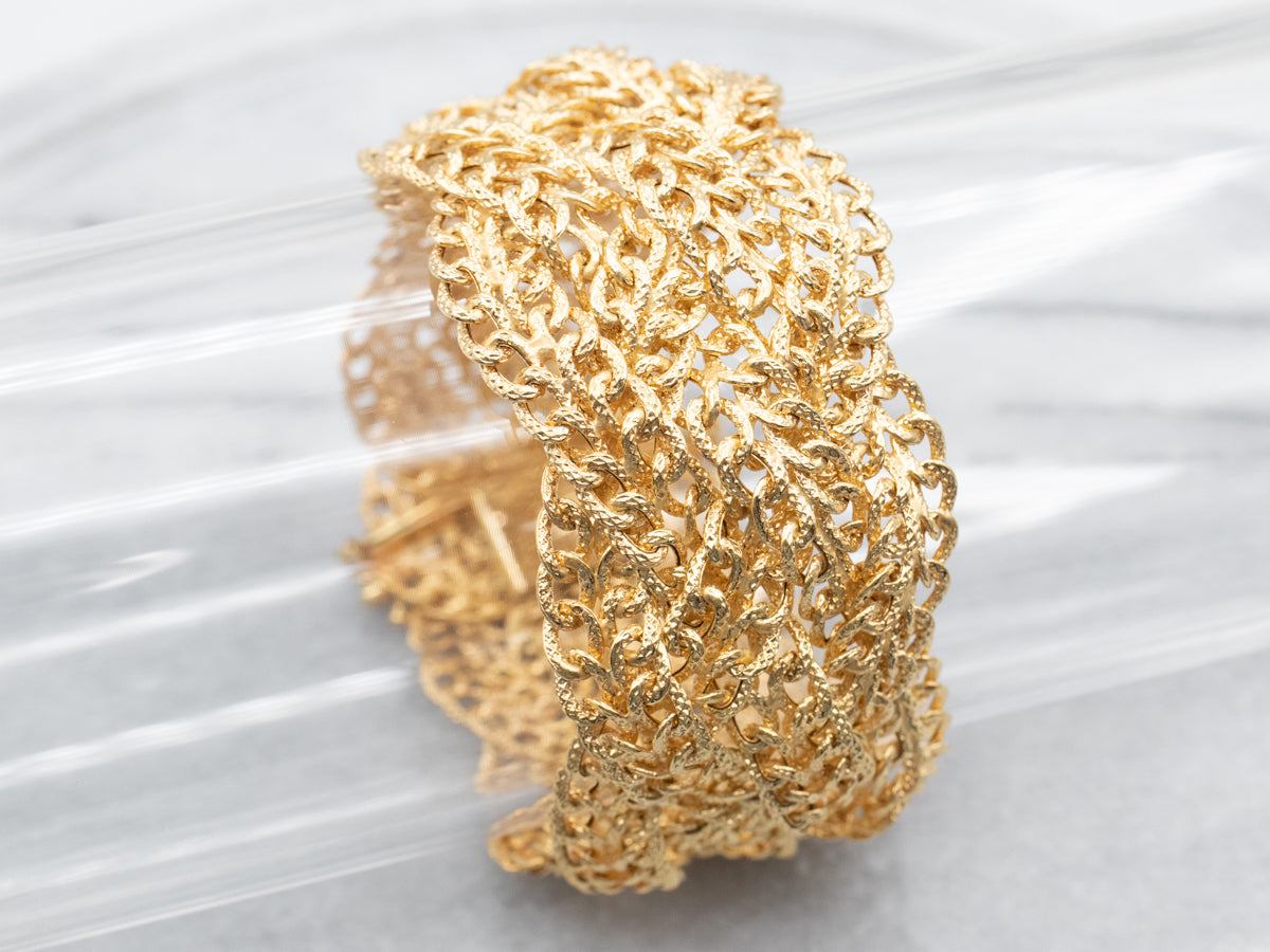 Wide Italian Gold Braided Bracelet