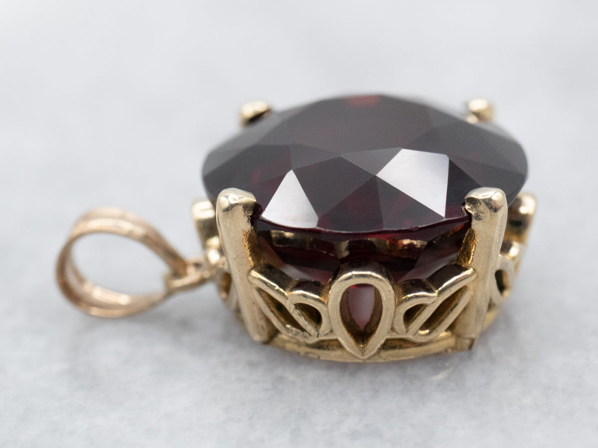 Bold Garnet and Gold Cocktail Pendant