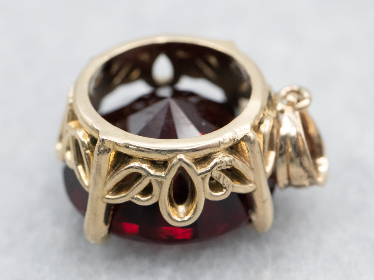 Bold Garnet and Gold Cocktail Pendant