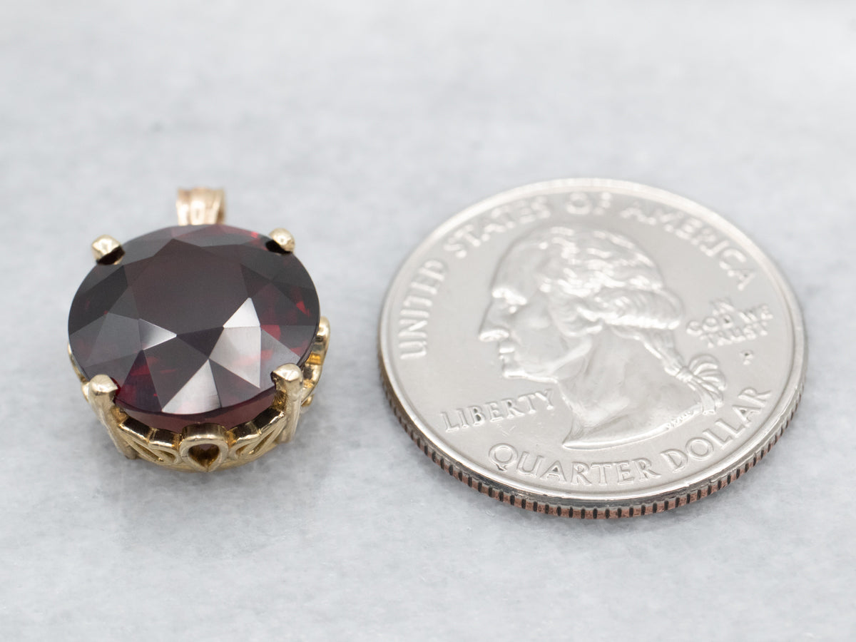Bold Garnet and Gold Cocktail Pendant