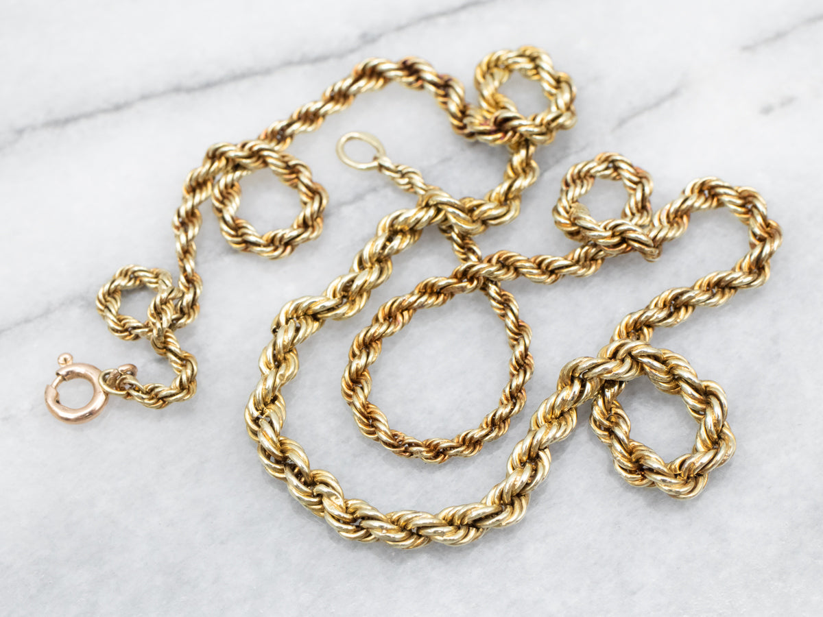 Timeless Yellow Gold Graduated Rope Twist Chain with Spring Ring Clasp
