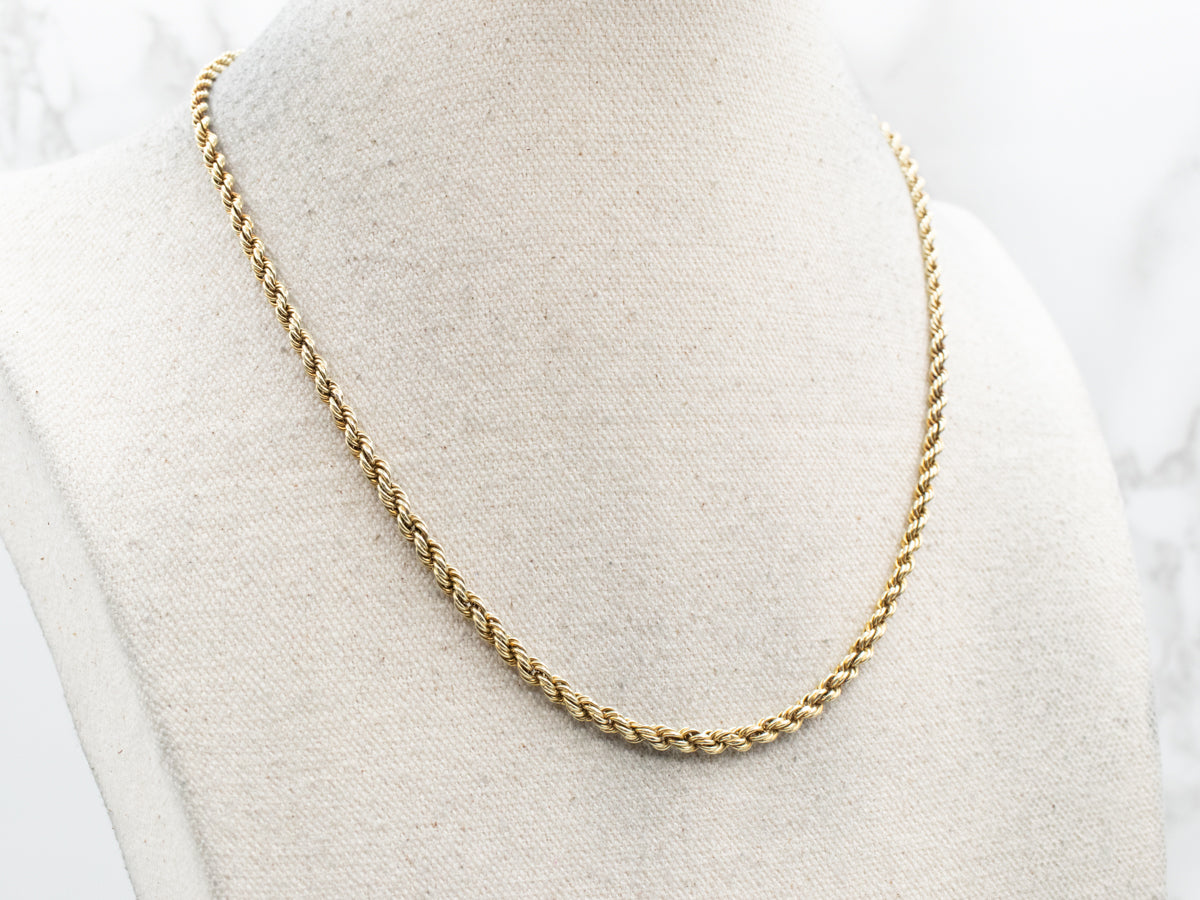 Timeless Yellow Gold Graduated Rope Twist Chain with Spring Ring Clasp