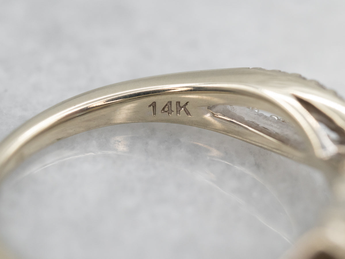 Elegant White Gold Sapphire and Diamond Modern Engagement Ring