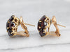Vintage Italian Gold Pyrope Garnet Cluster Earrings