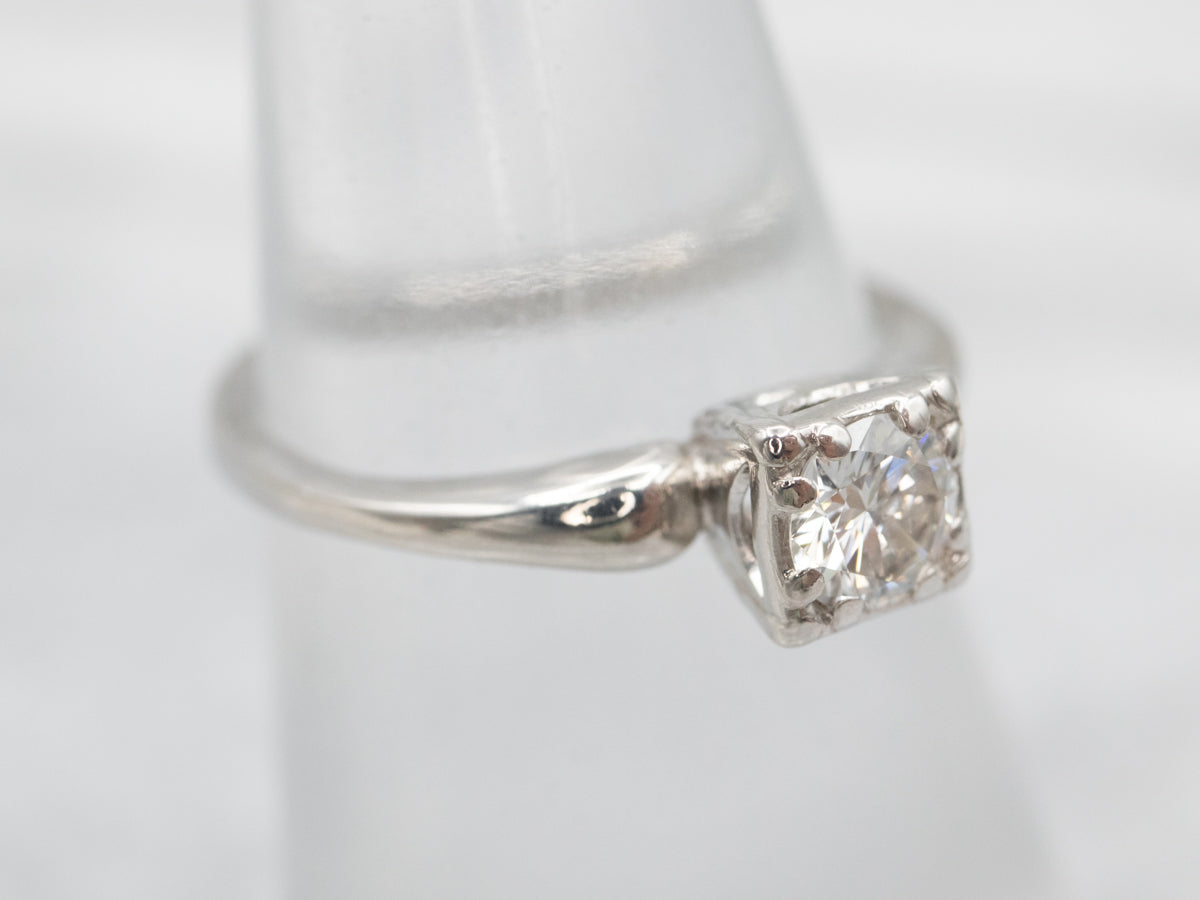 Platinum European Cut Diamond Solitaire Engagement Ring