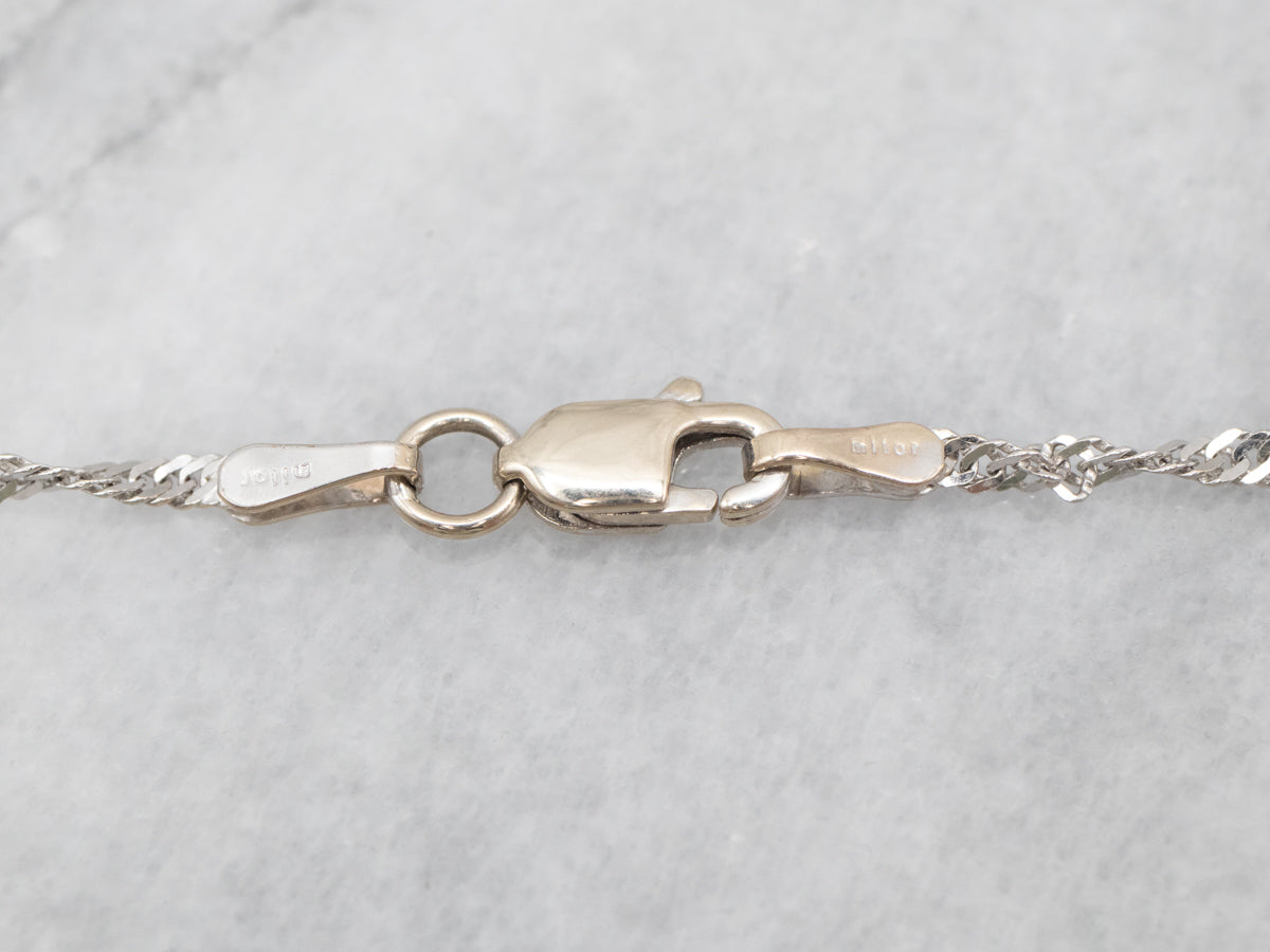 Retro Blue Topaz and Diamond Pendant Necklace