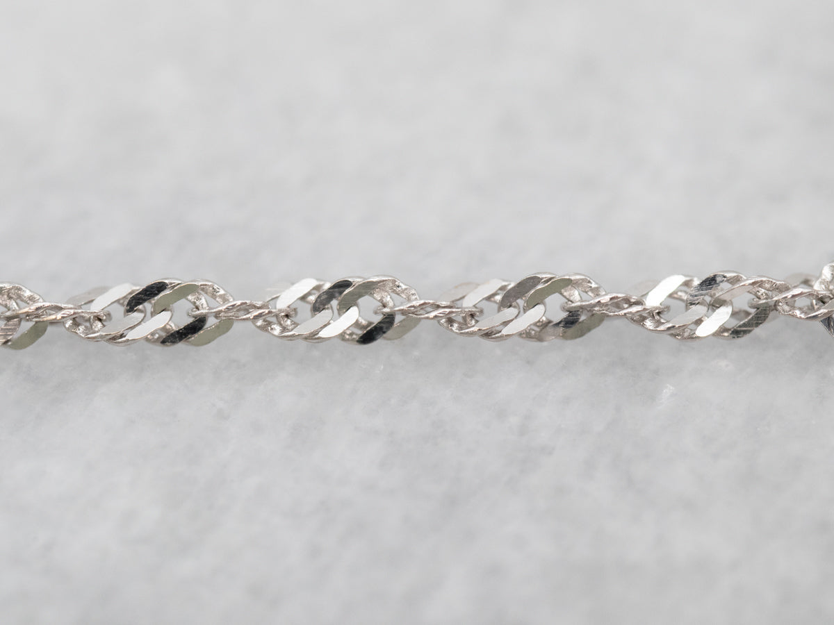 Retro Blue Topaz and Diamond Pendant Necklace