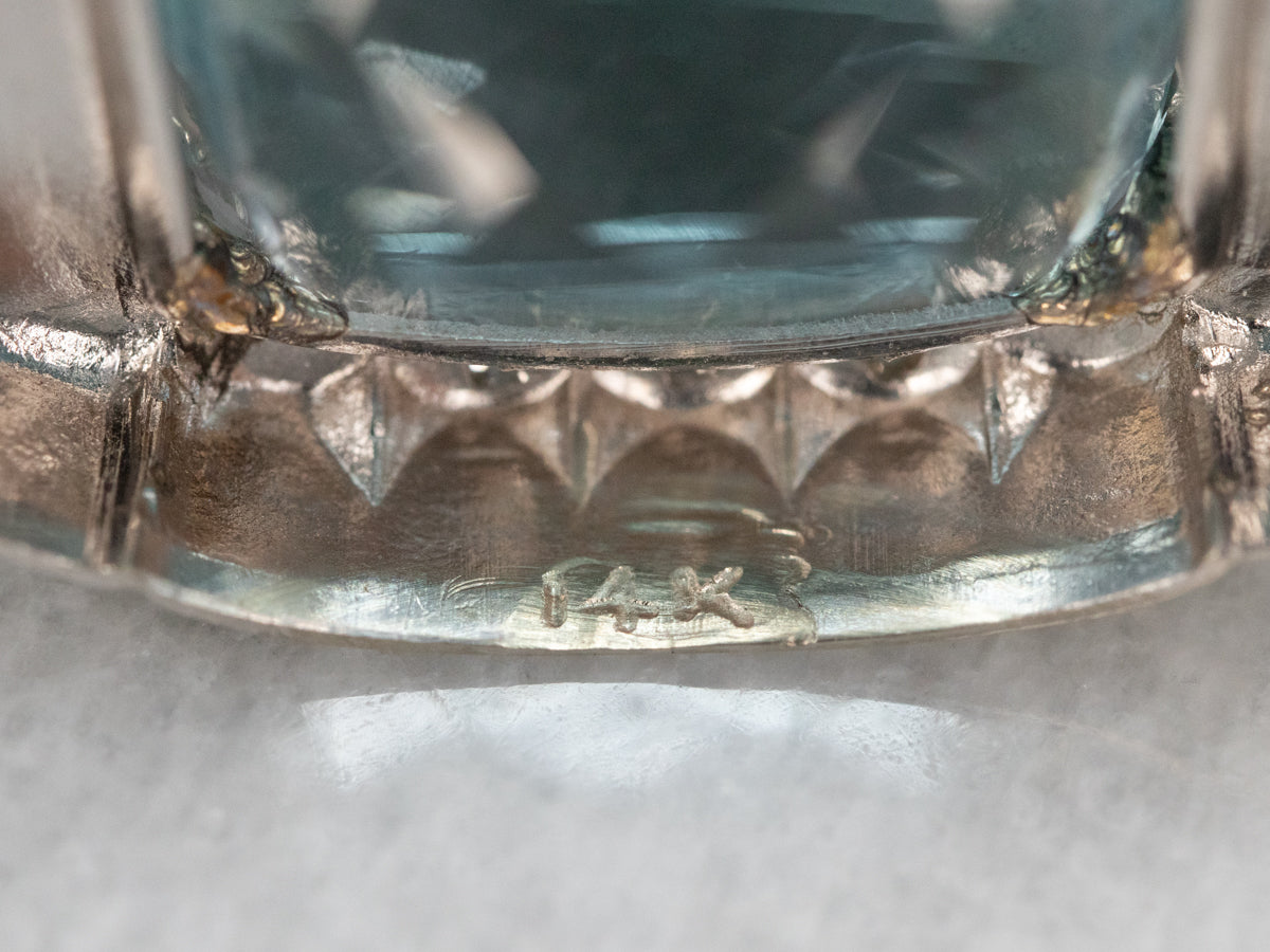 Retro Blue Topaz and Diamond Pendant Necklace