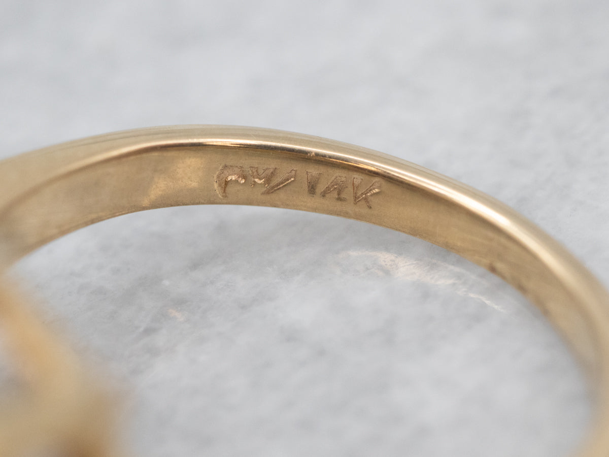 Pyrope Garnet and Diamond Three Stone Ring