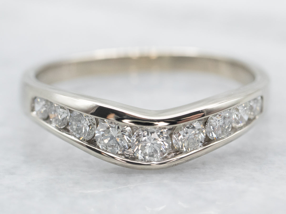White Gold Diamond Curved Enhancer Band