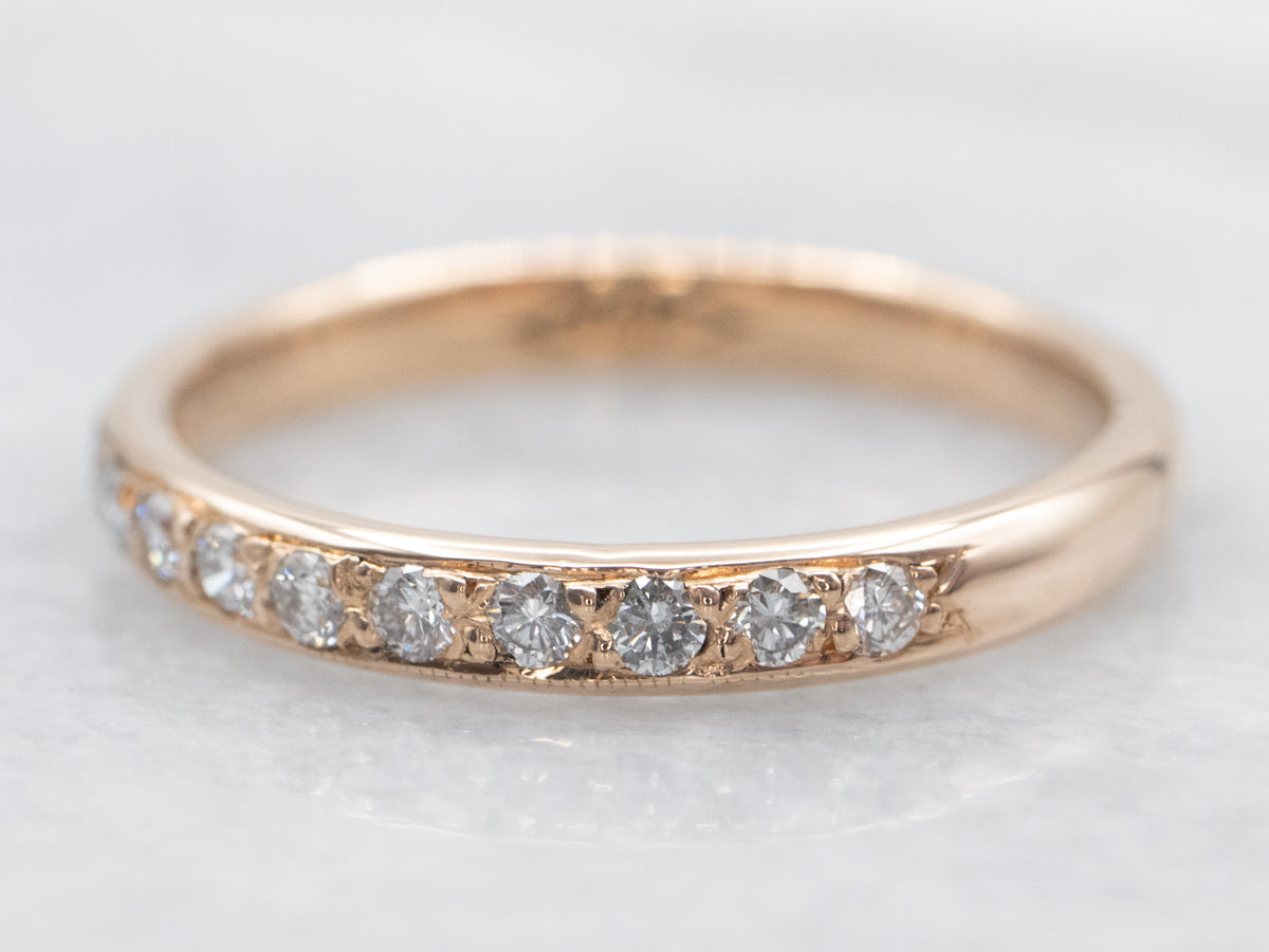 Rose Gold Diamond Milgrain Edge Band