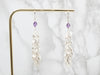 Sterling Silver Moonstone Drop Earrings with Amethyst Accent