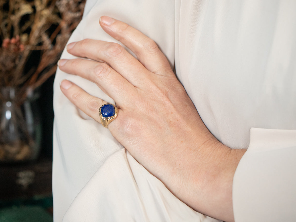 Yellow Gold Lapis Ring