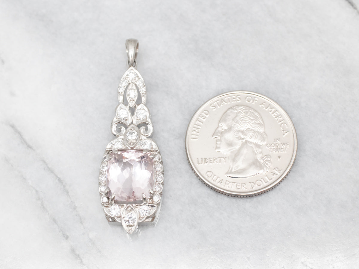 Platinum Morganite Pendant with Diamond Accents