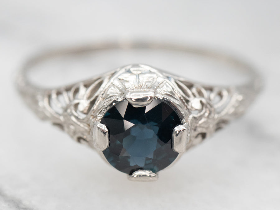 Platinum Sapphire Solitaire Engagement Ring