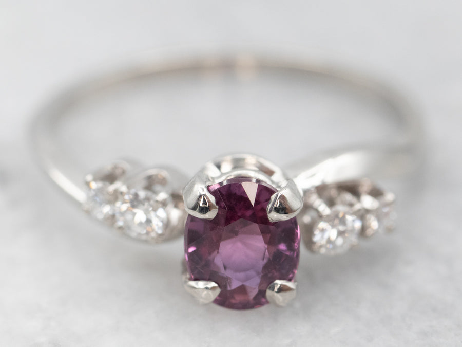 Platinum Jabel Ruby Ring with Diamond Accents