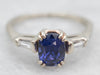 White Gold Sapphire Engagement Ring with Diamond Accents