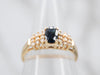 Modern Yellow Gold Sapphire and Diamond Ring