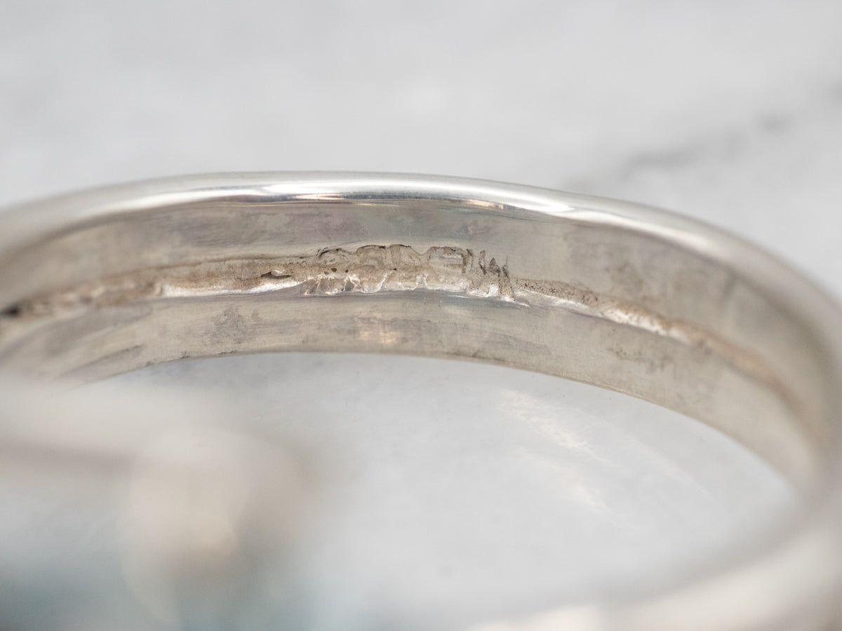 Icy Blue Sterling Silver Aquamarine Solitaire Bypass Cocktail Ring