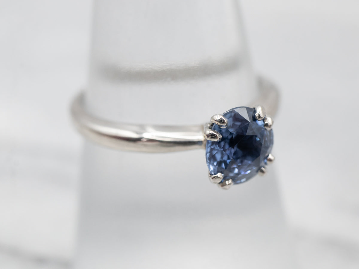 Subtle Platinum Ceylon Sapphire Solitaire Ring