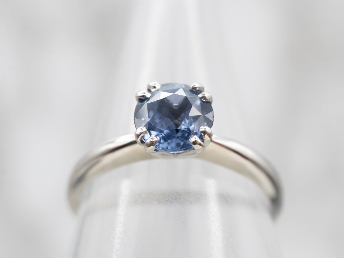 Subtle Platinum Ceylon Sapphire Solitaire Ring