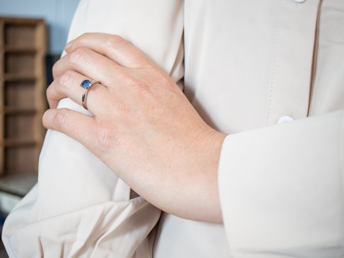 Subtle Platinum Ceylon Sapphire Solitaire Ring